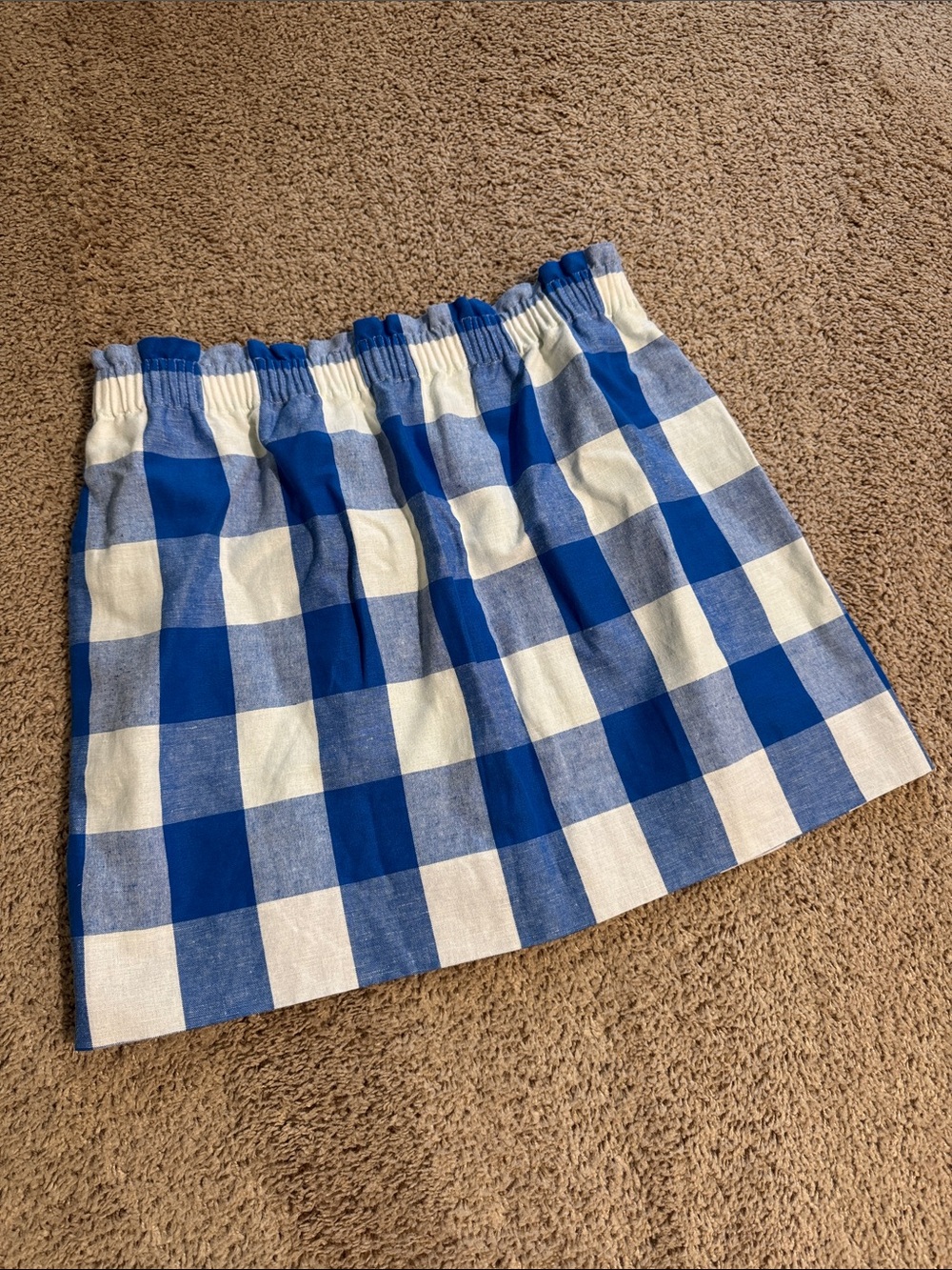 J. Crew Blue & White Gingham Elastic Waist Skirt